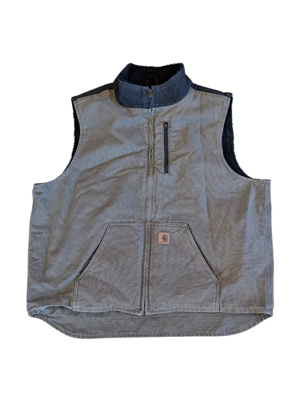 Carhartt Vintage V33-239 Sherpa-Lined Work Vest in Grey Black Mens 2XL TALL